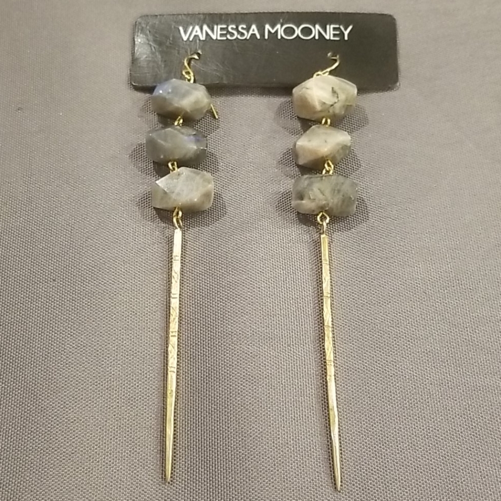 💕VANESSA MOONEY💕 Gold Gem Stone Drop Earrings